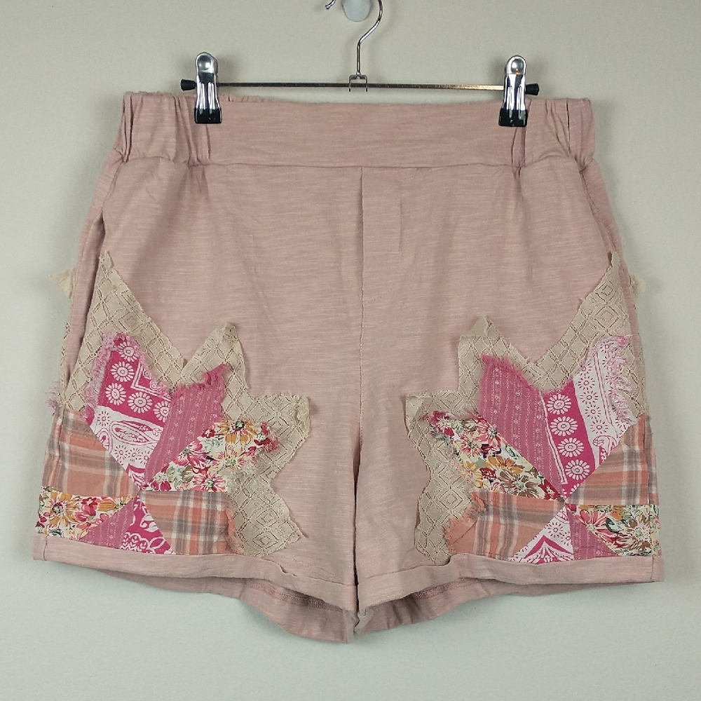 Oli & Hali The Anna Shorts Large Pink Patchwork Star High Rise - Picture 2 of 11